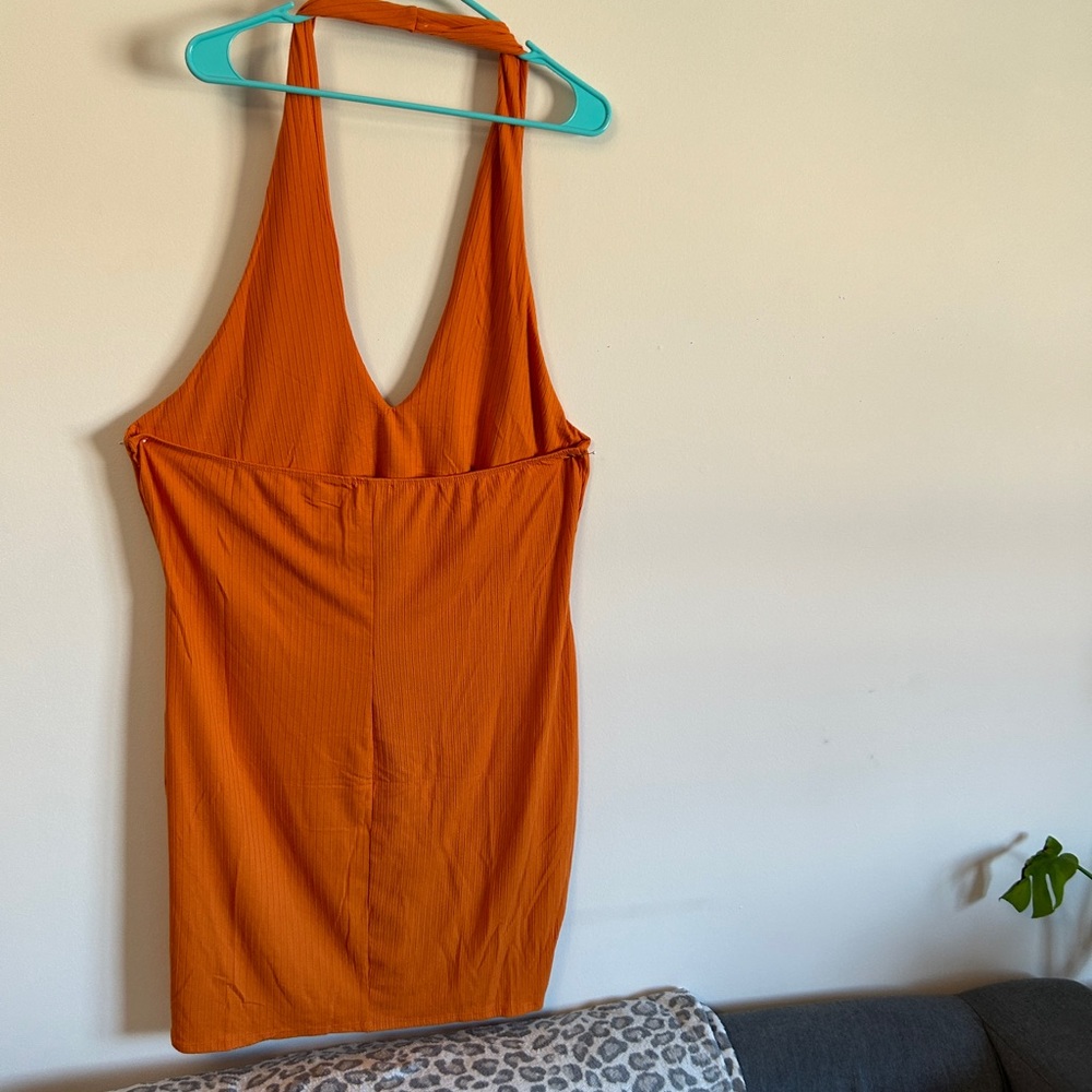 Orange backless bias slip dress 3XL